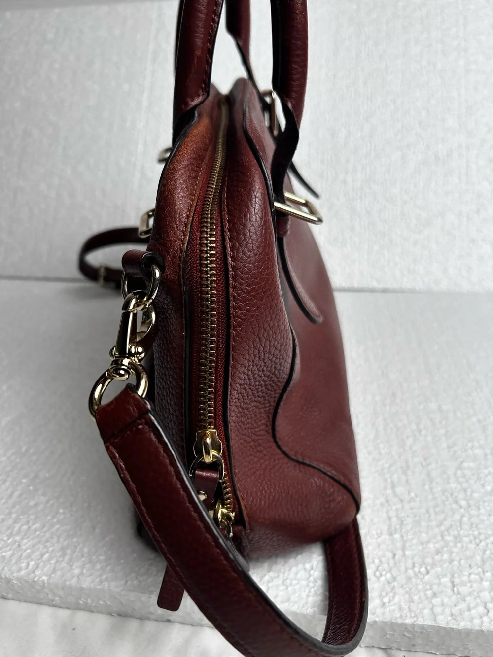 kate spade Pebbled Leather Satchel in Deep Burgundy
